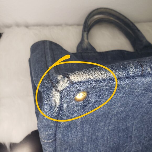 Prada Two-Way Canapa Tote - Blue Denim w/ Original Crossbody Strap & COA - Picture 7 of 17